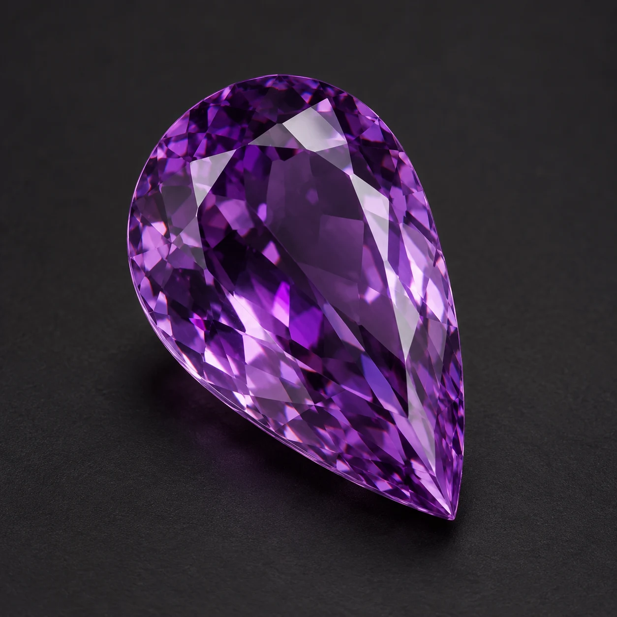 AI illustration of Pear-cut Amethyst; sample design, not current inventory