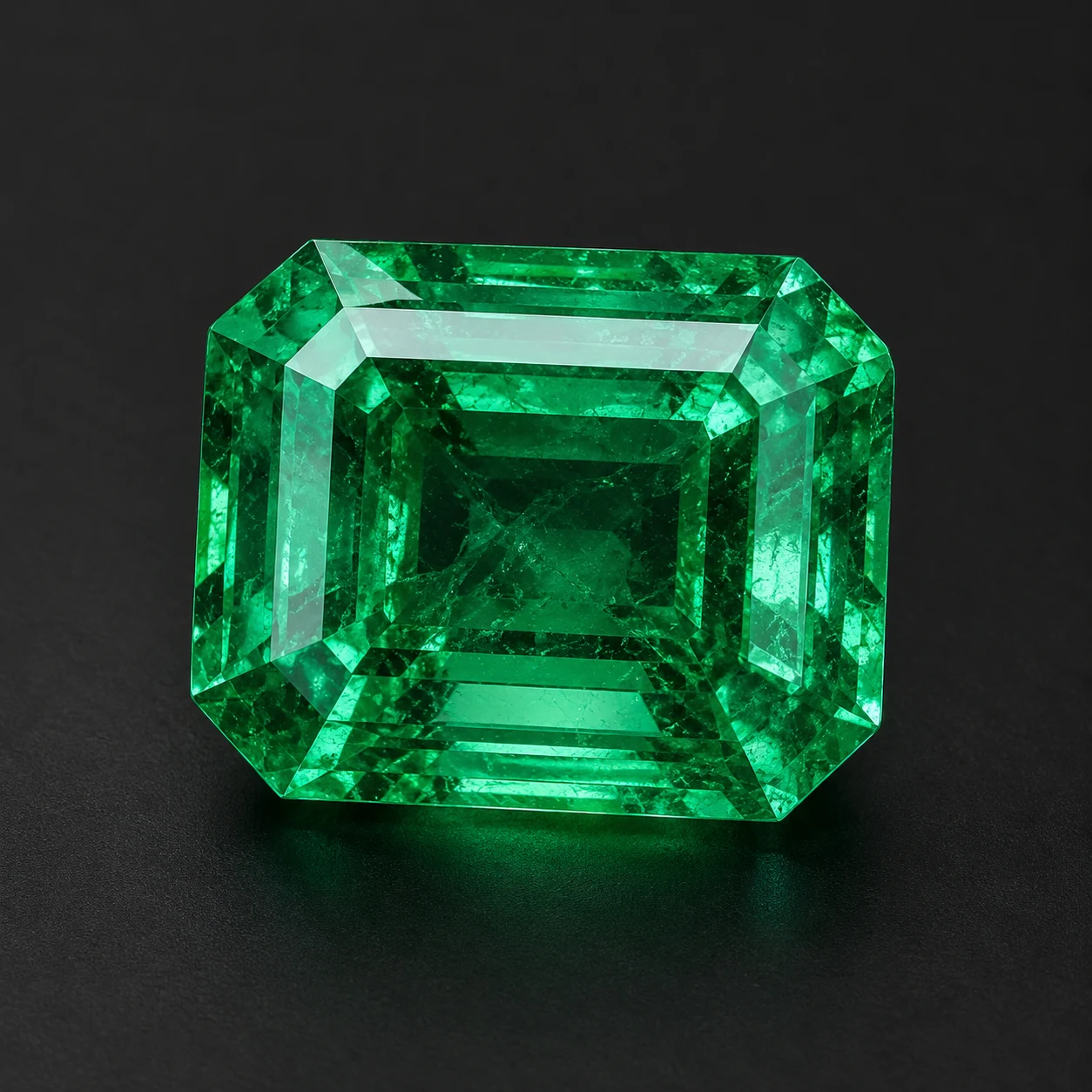 AI illustration of Emerald-cut Emerald; sample design, not current inventory