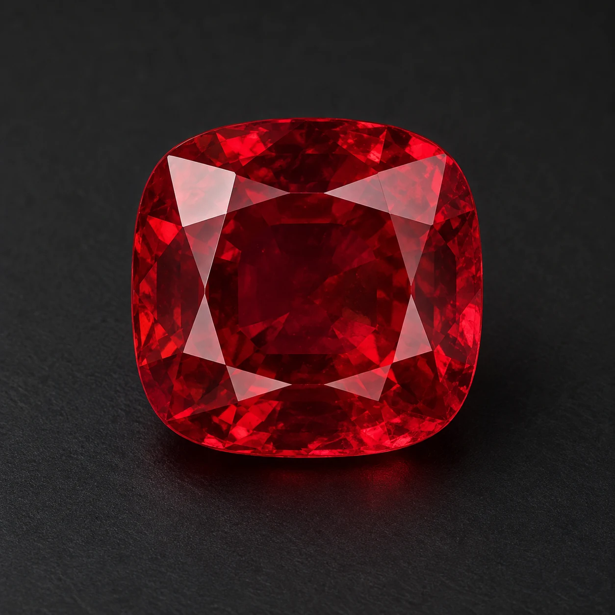 AI illustration of Cushion-cut Ruby; sample design, not current inventory